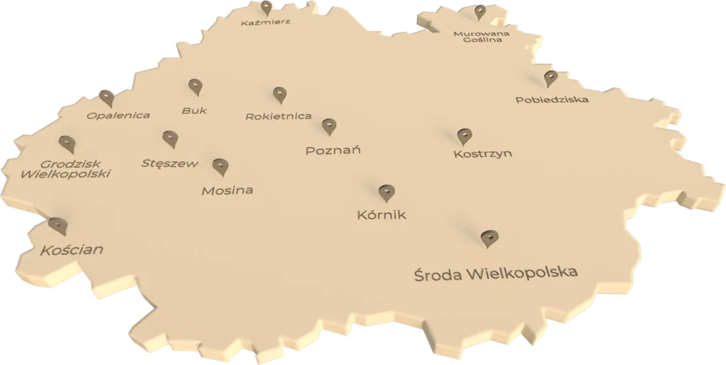 Mapa zasięgu działania Alles - Poznań i okolice